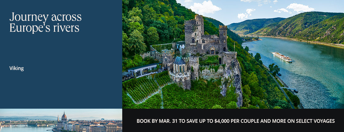 Journey across Europe's rivers with Viking. Book by 3/31 to save up to $4,000 per couple and more on select voyages