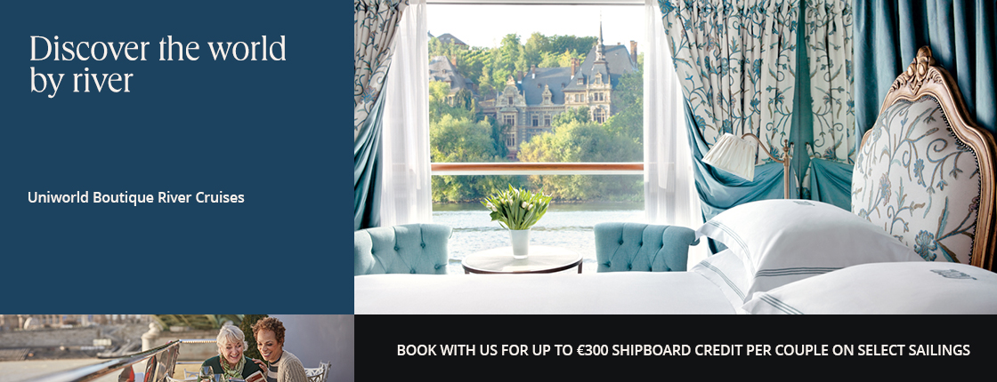 Discover the world by river with Uniworld Boutique River Cruises. Book with us for up to €300 shipboard credit per couple on select sailings.